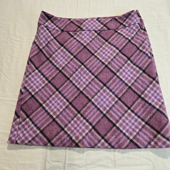 Talbots Purple Plaid Wool Blend Skirt Sz 10 Schoolgirl Preppy Academia - Picture 1 of 9